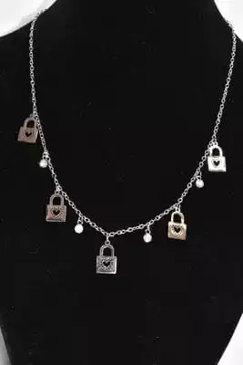 Collier coeur cadenas Argent A7D9D3 