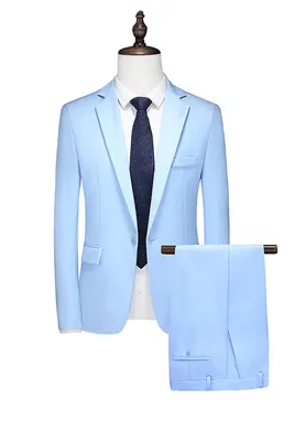 Costume de la maison La Sartoria slim-fit taille 50 veste - 42 pantalon Bleu ciel P0859M 