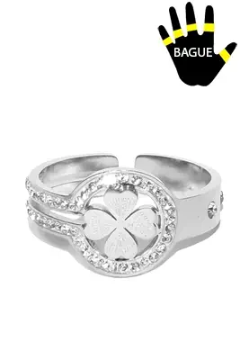 Bague trèfle taille réglable Argent CD0D28 