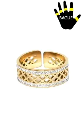 Bague damier taille réglable Or ED8654 