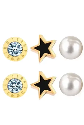 Boucle-d-oreille 3 paires Or B43EA2 