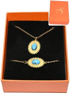 Coffret turquoise bijoux collection hervé aliex Or