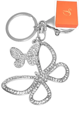 porte-cle coffret papillon porte-sac Argent