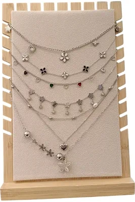 Collier en lot avec présentoir Argent
