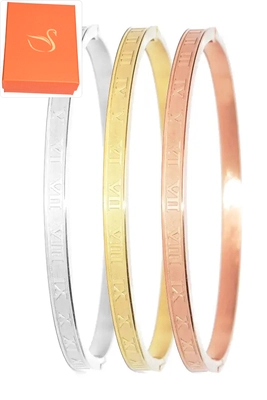 Coffret cadeaux jonc trio chiffre romain Or