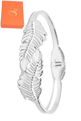Coffret cadeaux jonc feuille Argent