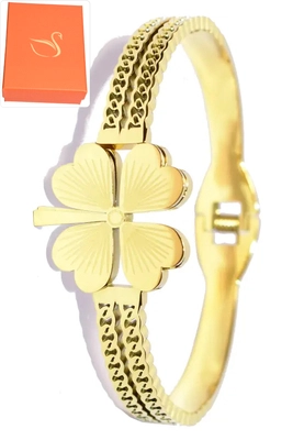 Coffret cadeaux jonc tréfle Or
