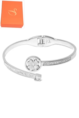 Coffret cadeaux jonc tréfle Argent