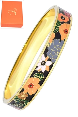 Coffret cadeaux jonc émail fleur Or