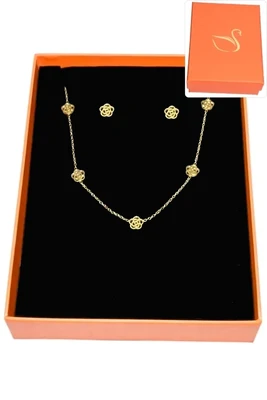 Coffret fleur parure bijoux collection hervé aliex Or
