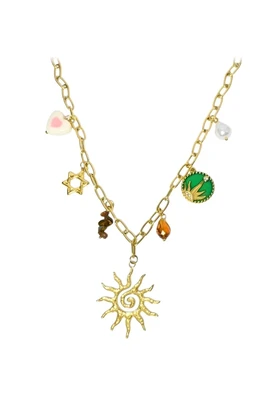 Collier breloque soleil Or