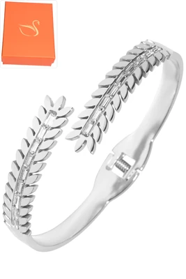 Coffret jonc cadeaux bijoux feuille Argent