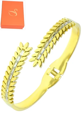 Coffret jonc cadeaux bijoux feuille Or