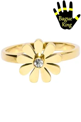Bague anti-stress tournante 19mm fleur Or