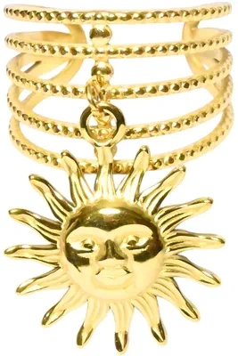 Bague taille réglable breloque soleil Or
