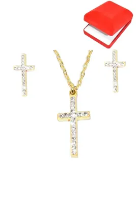 Coffret rouge cadeaux croix Or
