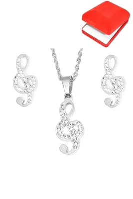Coffret rouge cadeaux note de musique Argent