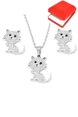 Coffret rouge cadeaux chat Argent