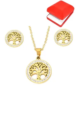 Coffret rouge cadeaux arbre de la vie Or