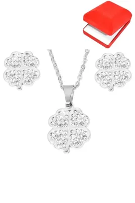 Coffret rouge cadeaux trèfle Argent