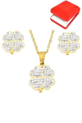Coffret rouge cadeaux trèfle Or