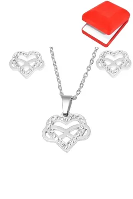 Coffret rouge cadeaux coeur infini Argent