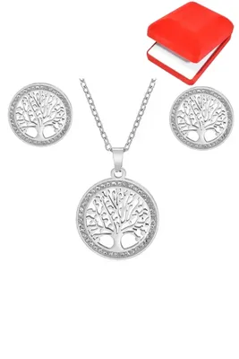 Coffret rouge cadeaux arbre de la vie Argent