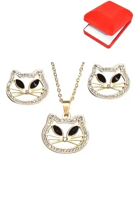 Coffret rouge cadeaux chat Or