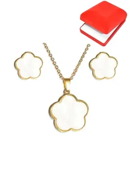 Coffret rouge cadeaux bijoux fleur Or