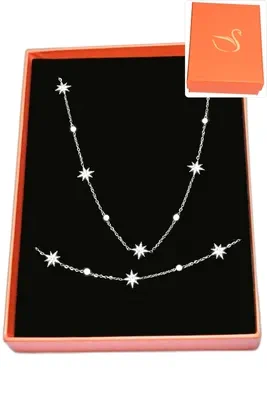 Coffret orange parure bijoux étoile Argent
