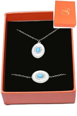 Coffret orange parure bijoux turquoise Argent