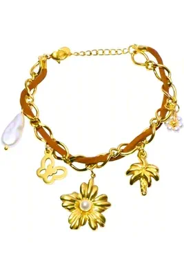 Bracelet breloque fleur Or 24254C 
