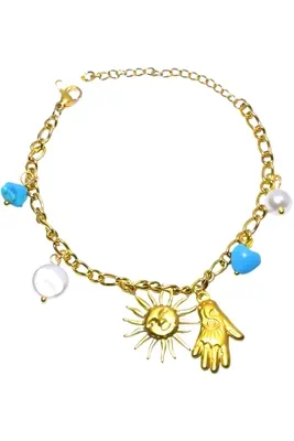 Bracelet breloque soleil main Or 31D051 