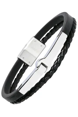 Bracelet homme cuir Argent 56302F 