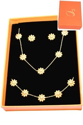 Coffret fleur parure bijoux collection aliex Or E5963B 