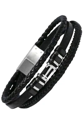 Bracelet homme cuir Argent FCFCB4 