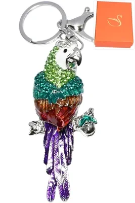 porte-cle perroquet Argent P8E1F 