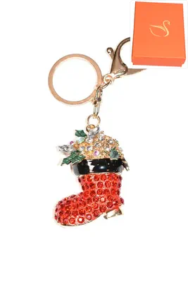 porte-cle Coffret cadeaux botte de noël Or