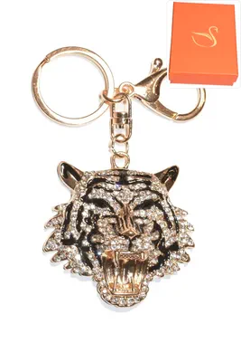porte-cle Coffret cadeaux tête de tigre Or