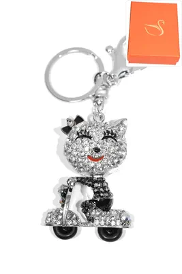 porte-cle Coffret cadeaux chat scooter Argent