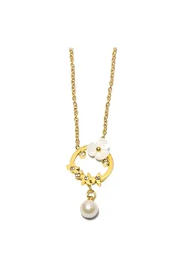 Pendentif fleur perle Or 76DE14 