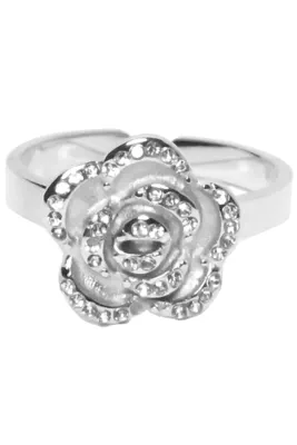 Bague fleur taille réglable Argent