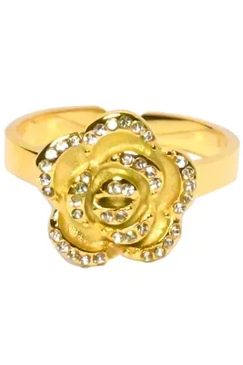 Bague fleur taille réglable Or