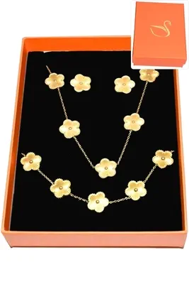 Coffret fleur parure bijoux collection privé aliex Or