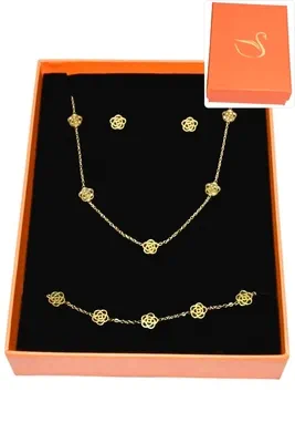 Coffret fleur parure bijoux collection hervé aliex Or