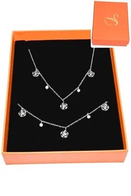 Coffret fleur parure bijoux collection hervé aliex Argent
