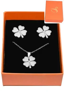Coffret tréfle parure bijoux collection hervé aliex Argent AGU589 