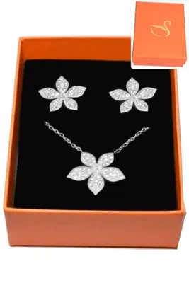 Coffret fleur parure bijoux collection hervé aliex Argent EC0657 
