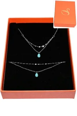 Coffret turqoise parure bijoux collection hervé aliex Argent