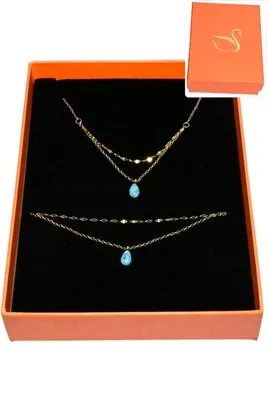 Coffret turquoise parure bijoux collection hervé aliex Or